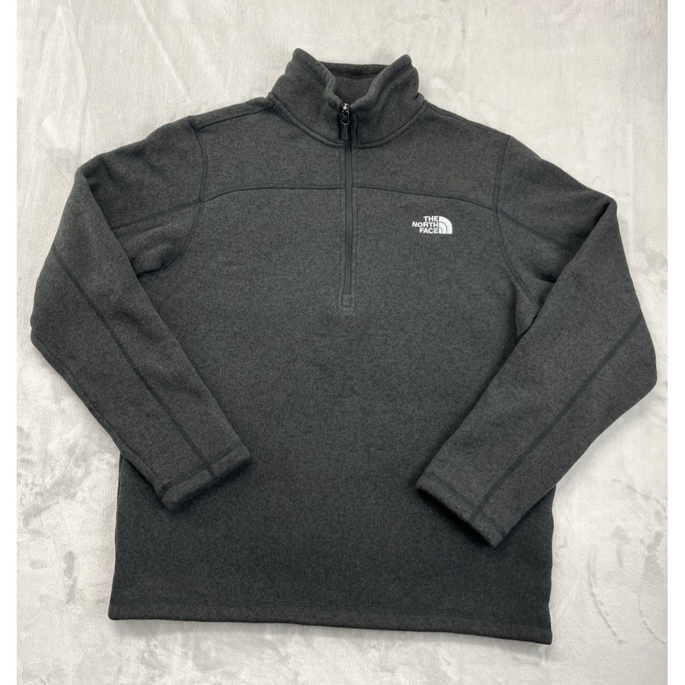 The North Face Sweater Men Large Black Fleece Leo 1/4 Zip Jacket Outdoors Trails
